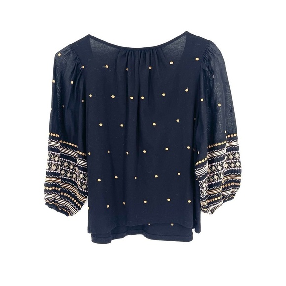 ANTHROPOLOGIE Pilcro Boho Calanthe Embroidered Puff Sleeve V-Neck Blouse Top - Picture 6 of 8